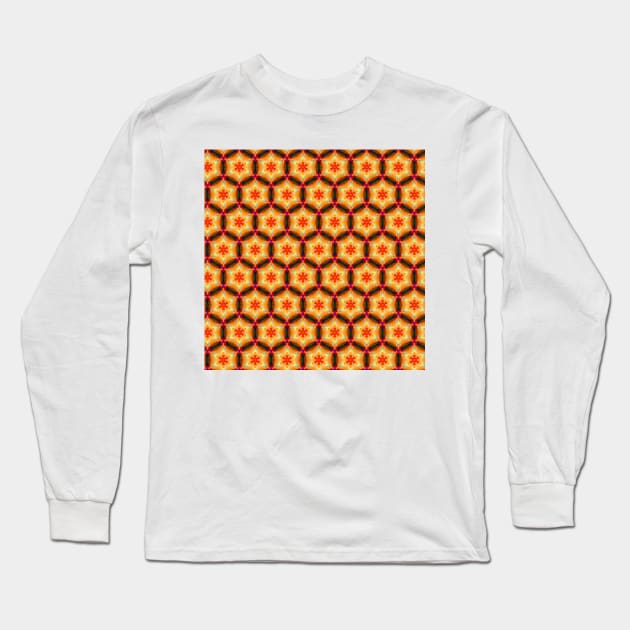 Golden honeycomb with flowers Long Sleeve T-Shirt by redwitchart